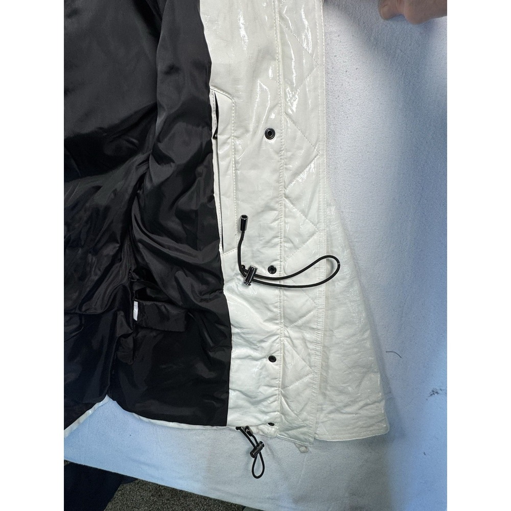 SAM. New York Women's‎ Glossy White Puffer Parka Hooded Fur Trim Size M Vintage - Picture 13 of 14